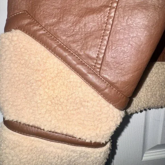 🧥 Universal Thread Faux Leather Sherpa Aviator Jacket | XXL - Picture 2 of 8